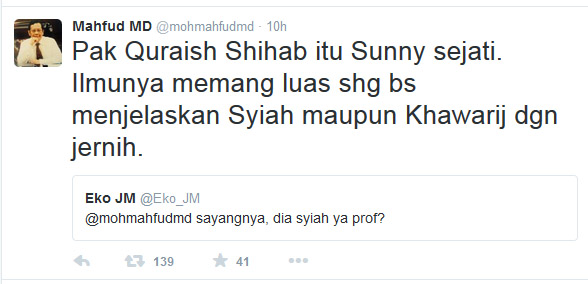 Mahfud MD: Quraish Shihab Itu Sunni Tulen