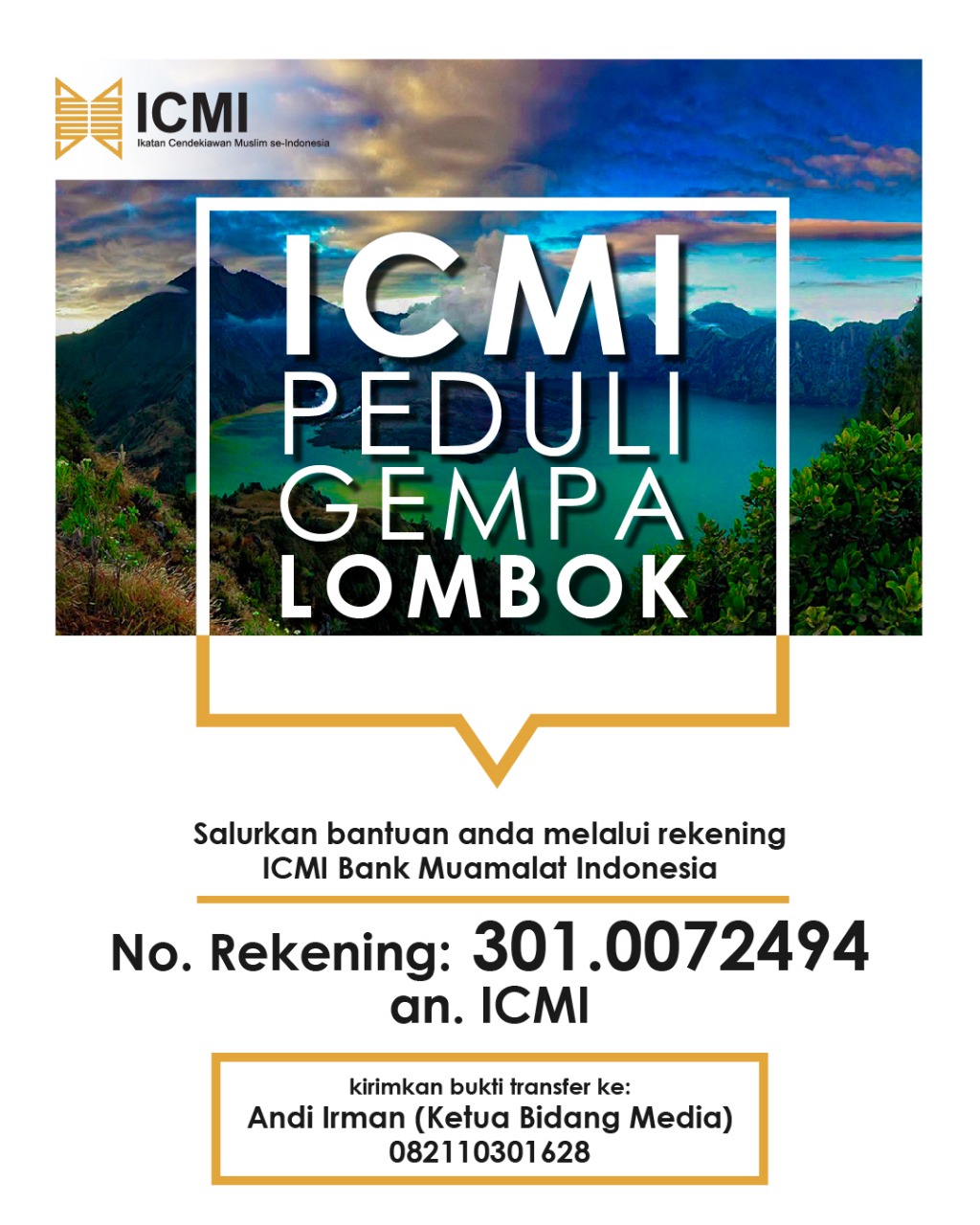 ICMI Galang Bantuan Korban Gempa di NTB