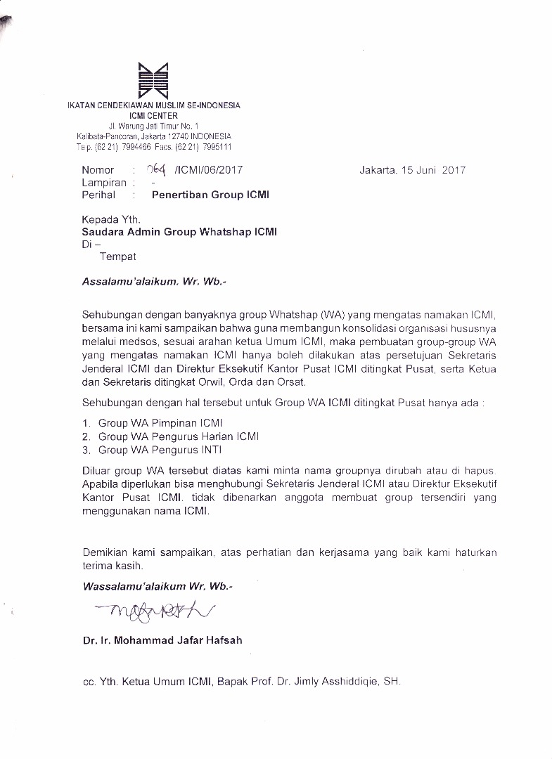 ICMI Tertibkan Grup WhatsApp di Internal Organisasi